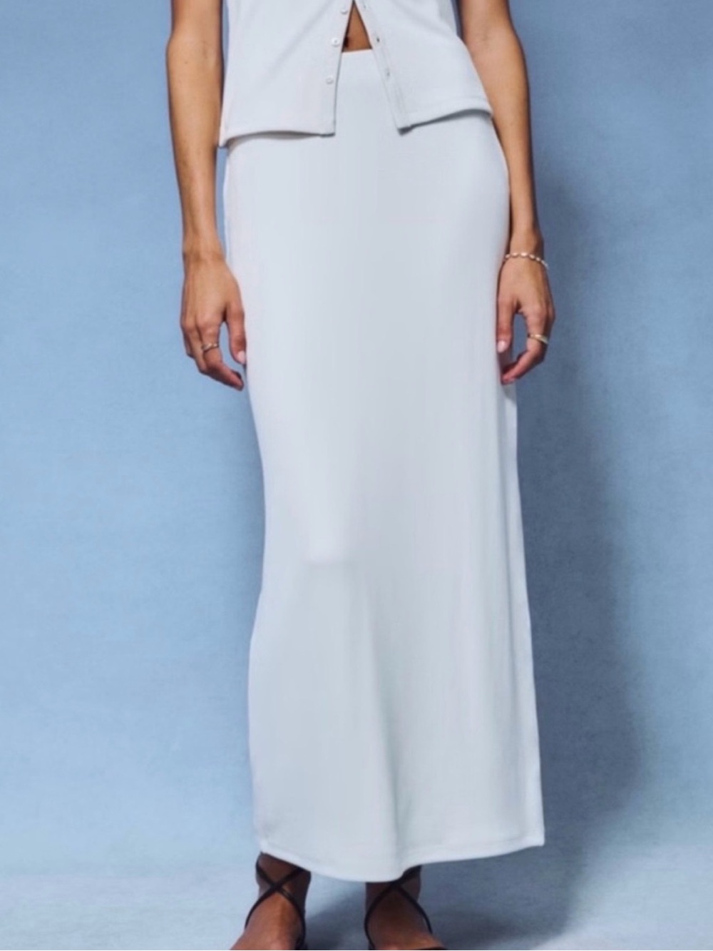 Abercrombie light blue ribbed maxi skirt